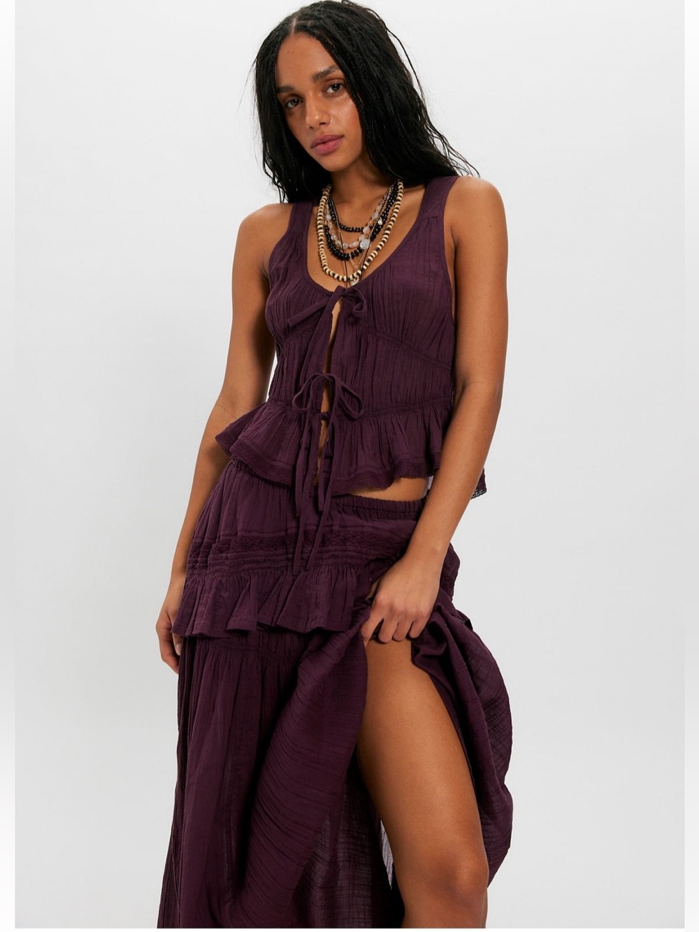 Free People Free-est Bare Bliss Matching Set in Fig Boho Size Small NWT